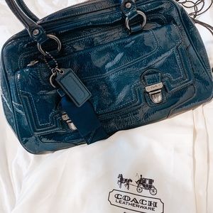Rare, blue patent leather COACH shoulder bag